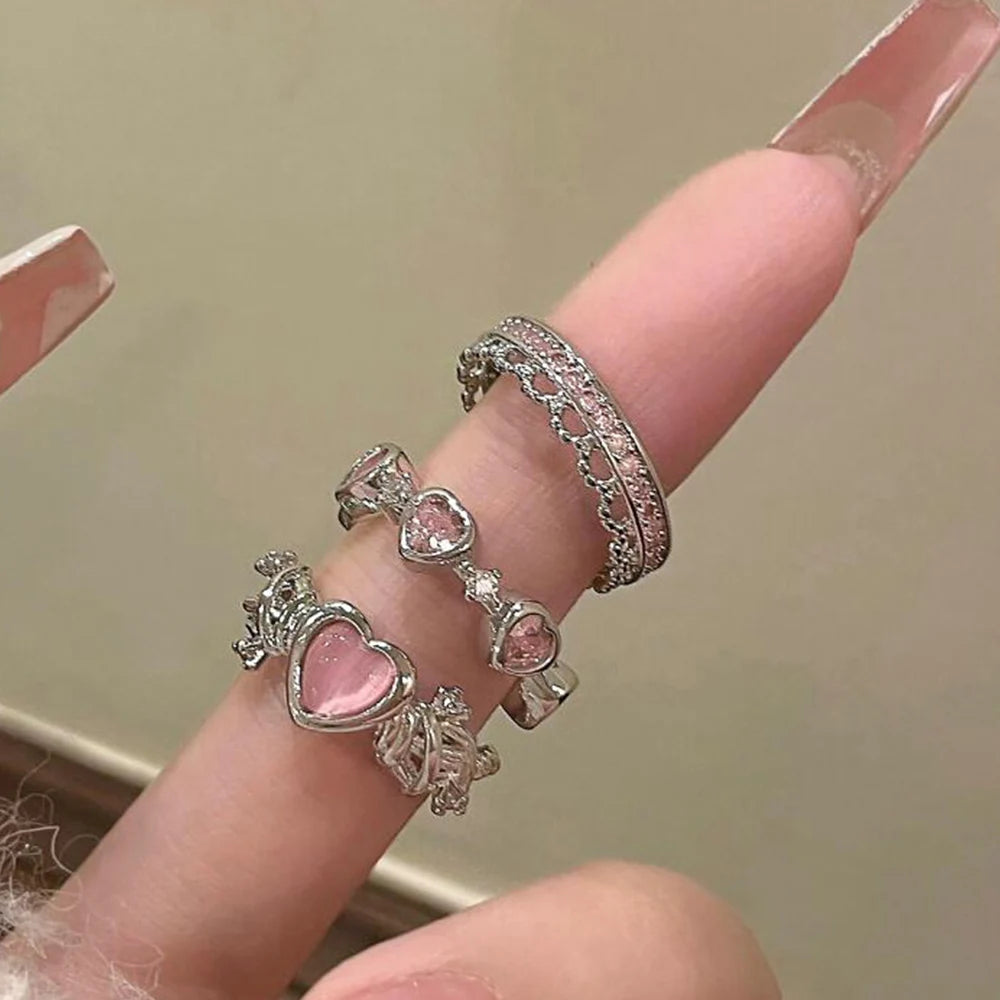2PCS Fairy Sparkling Crown Rings