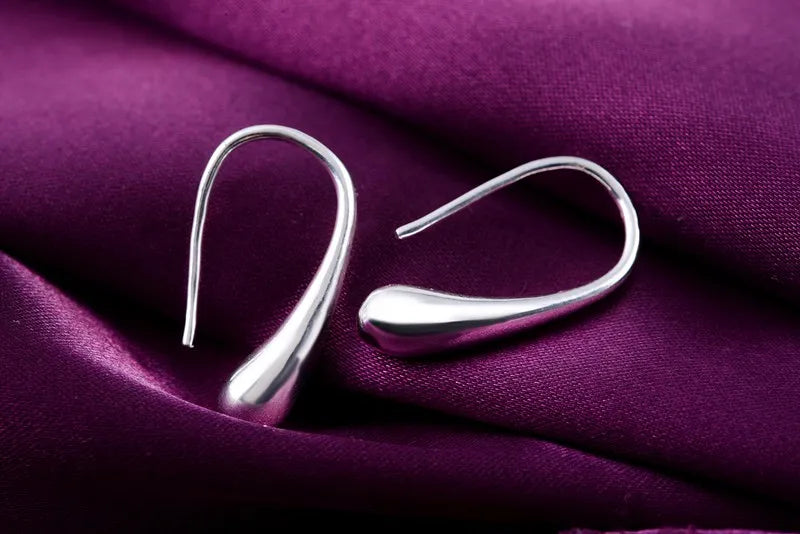 Silver Water Drop Hook Earrings