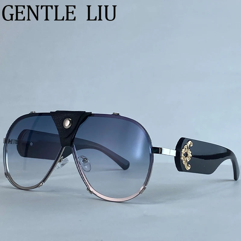 Steampunk Oversized Leather Sunglasses
