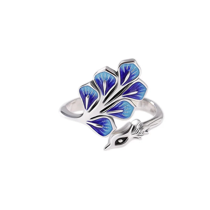 Sterling Silver Blue Peacock Ring