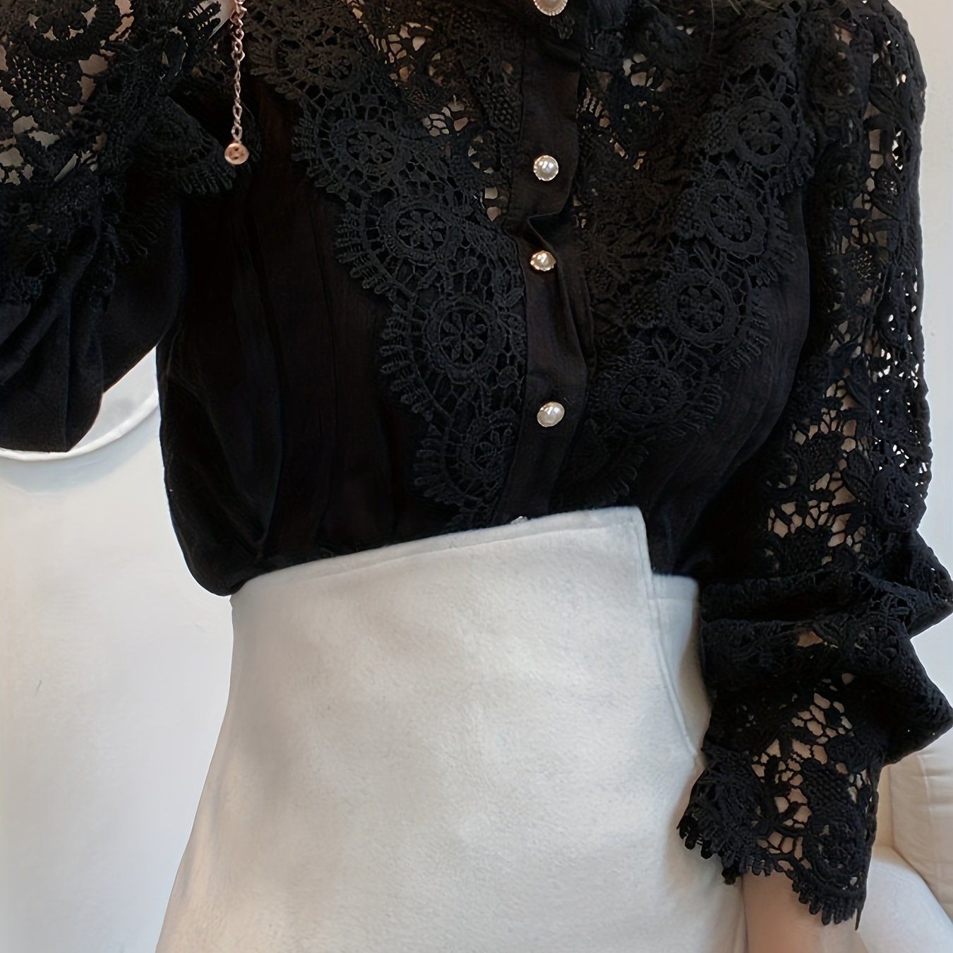 Women's Blouse Lace  Lantern Sleeve