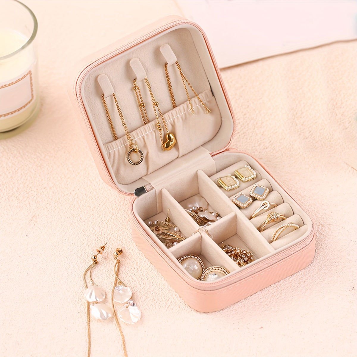 Compact 1pc Travel Jewelry Case