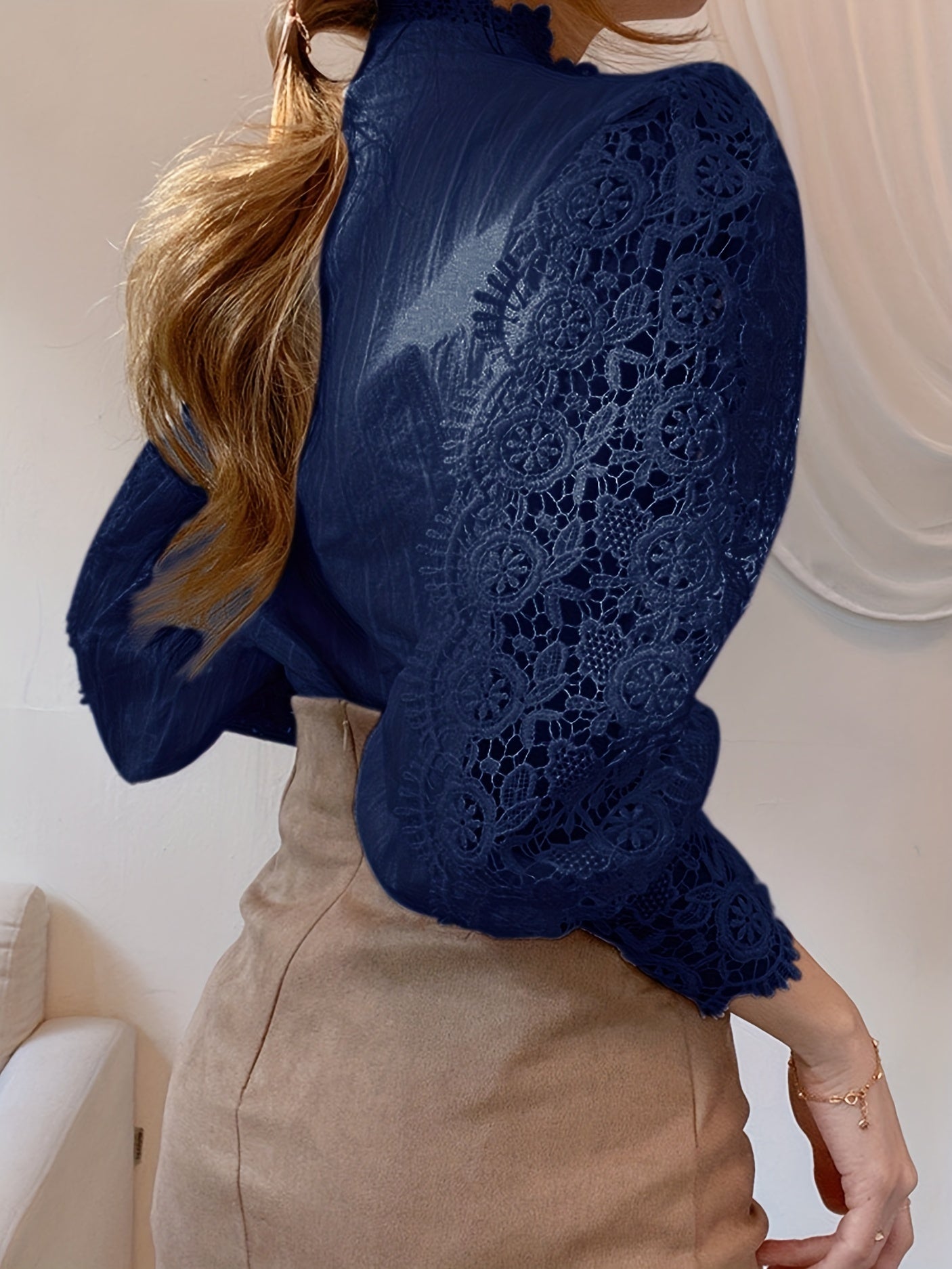 Women's Blouse Lace  Lantern Sleeve