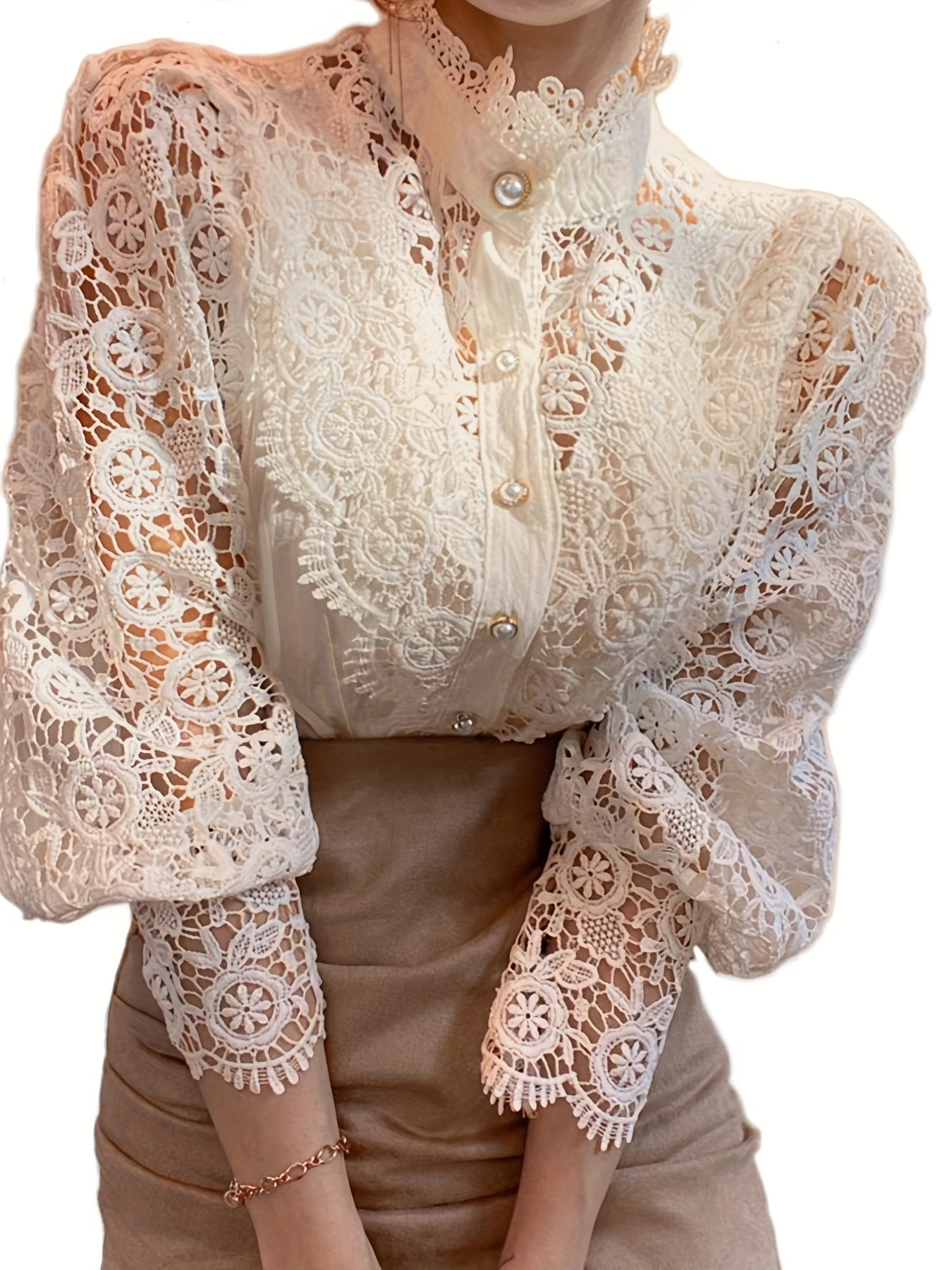 Women's Blouse Lace  Lantern Sleeve