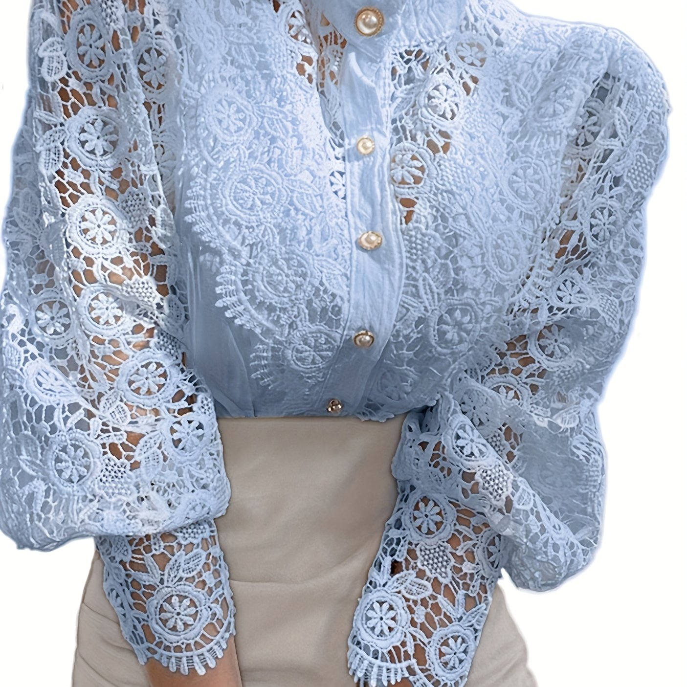 Women's Blouse Lace  Lantern Sleeve