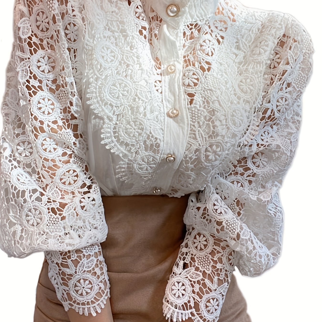 Women's Blouse Lace  Lantern Sleeve