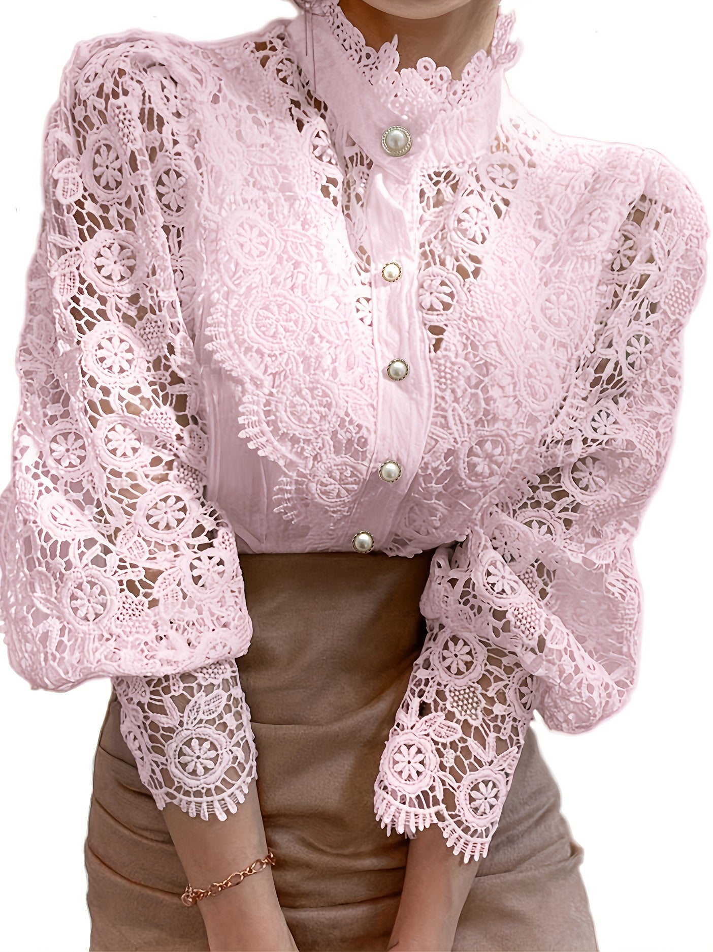 Women's Blouse Lace  Lantern Sleeve