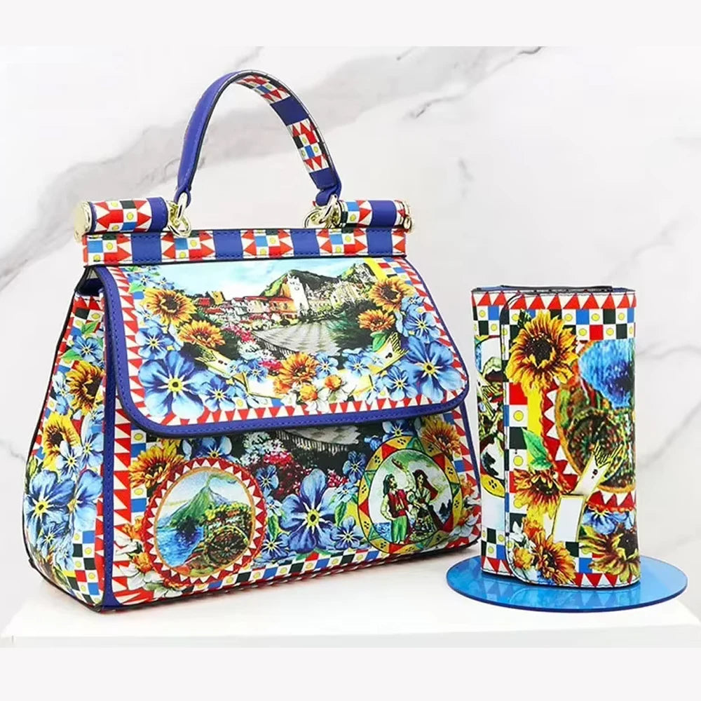 Large Suit Print Handbag