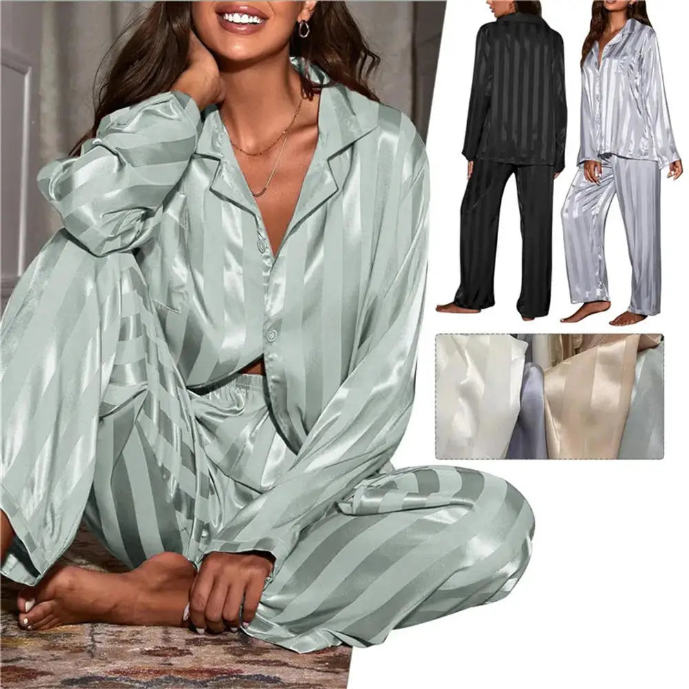 Striped Women Pajama Set Long Sleeve *Get a size larger*