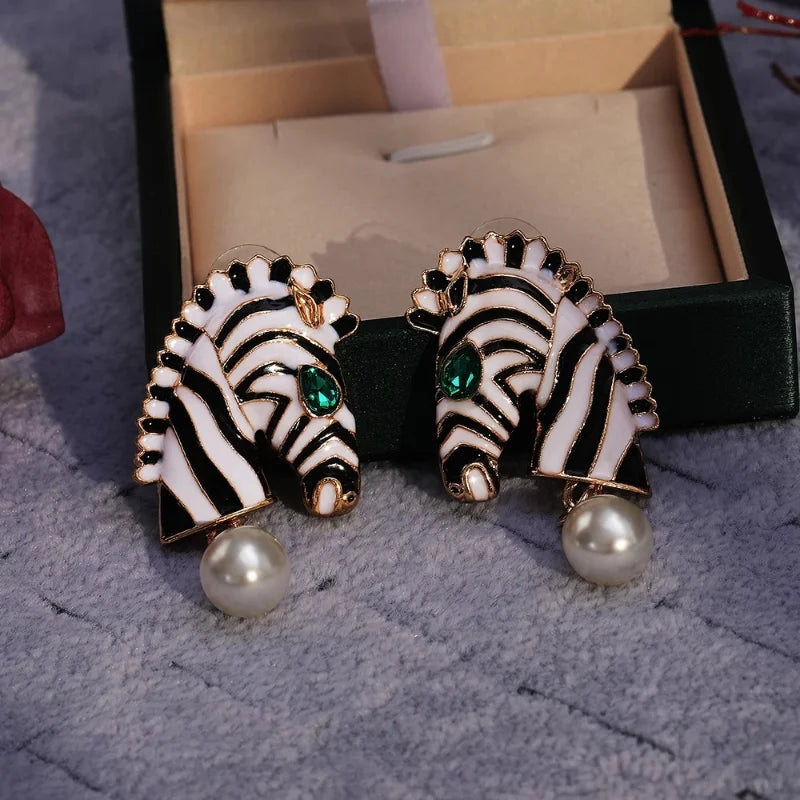 Novel Zebra Head Earrings