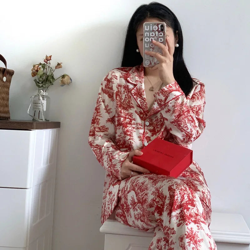 Print Flower  Pajamas Set