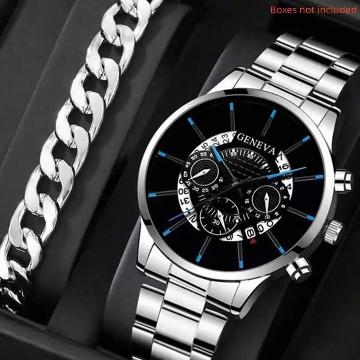 2PCS GENEVA MEN BUSINESS WATCH
