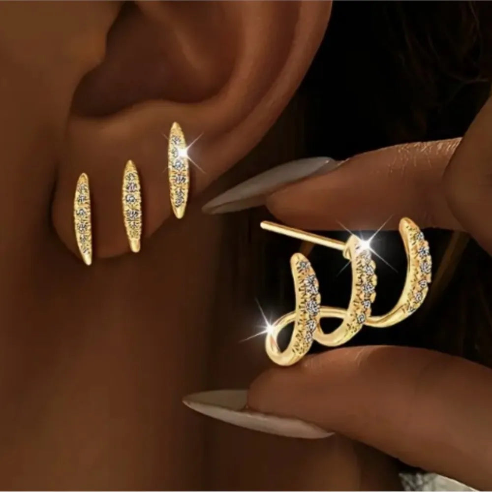 Elegant Three-Claw Rhinestone Earrings