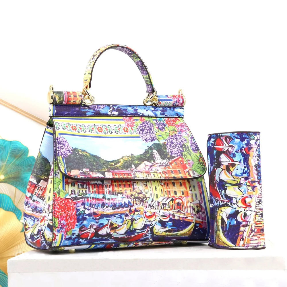 Large Suit Print Handbag