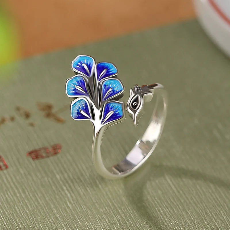 Sterling Silver Blue Peacock Ring