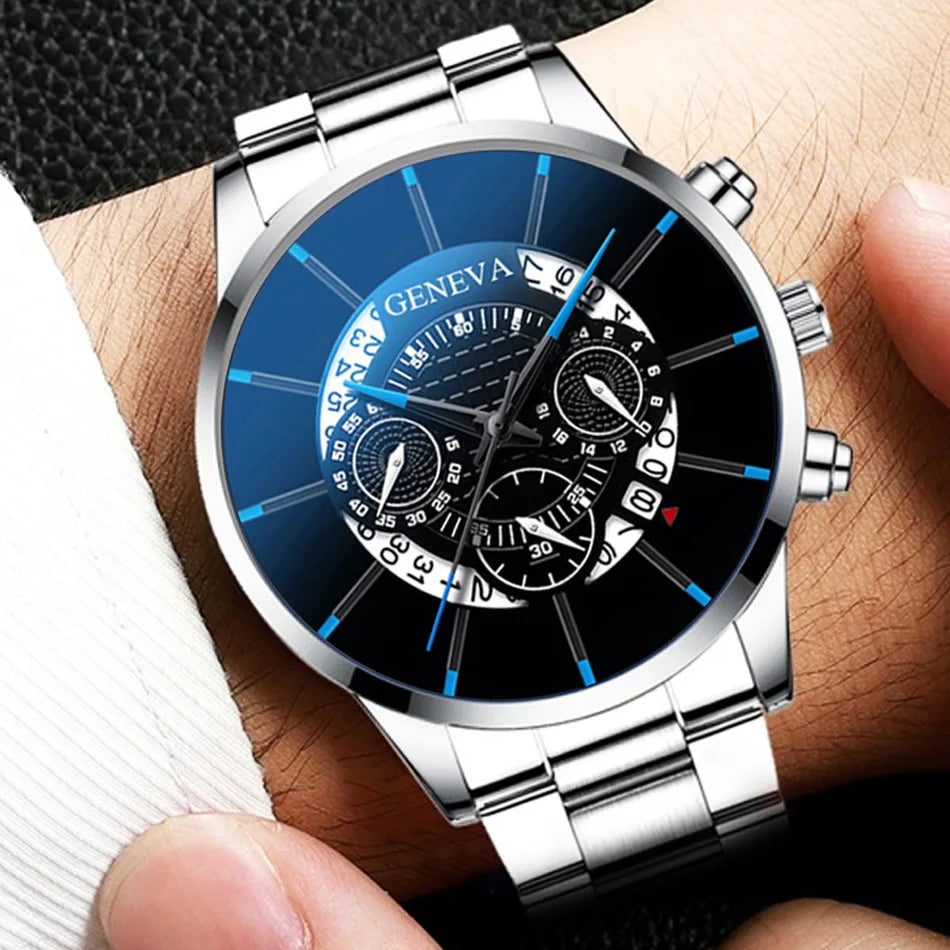 2PCS GENEVA MEN BUSINESS WATCH