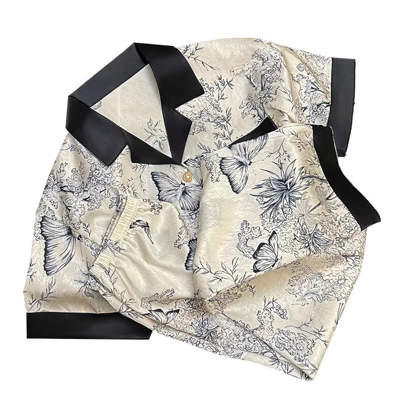 Ladies Faux Silk Pajama Set