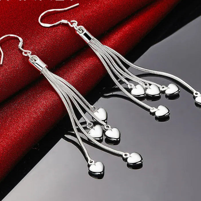 Tassel Heart Pendant Earrings
