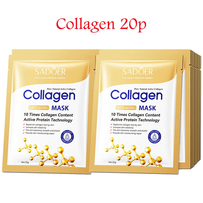 20pcs Hyaluronic Acid Collagen Face Mask