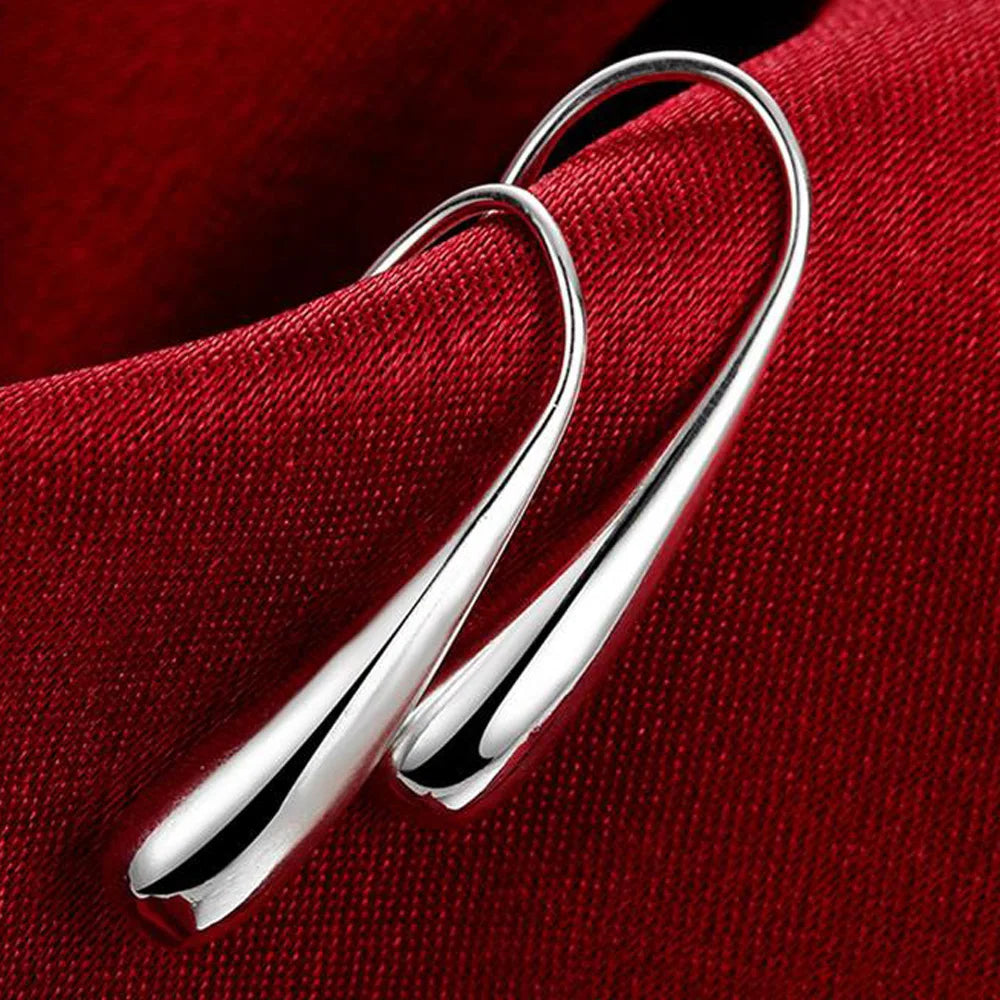 Silver Water Drop Hook Earrings