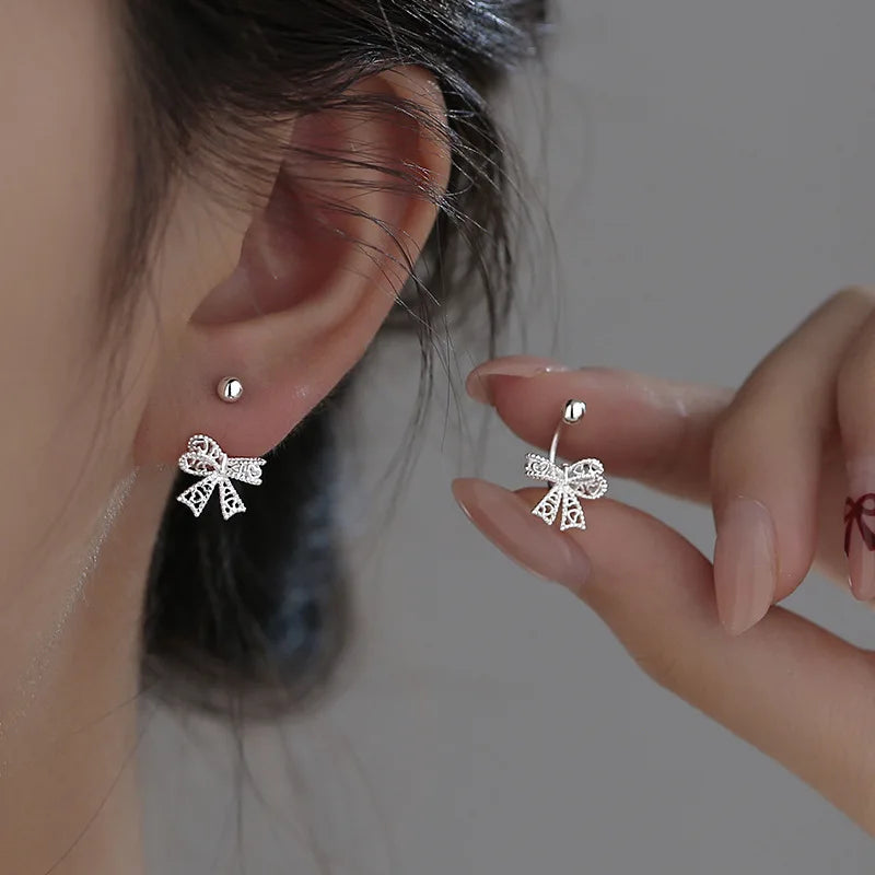 Lace Bow Stud Earrings