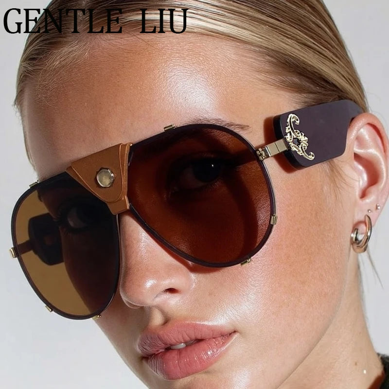 Steampunk Oversized Leather Sunglasses