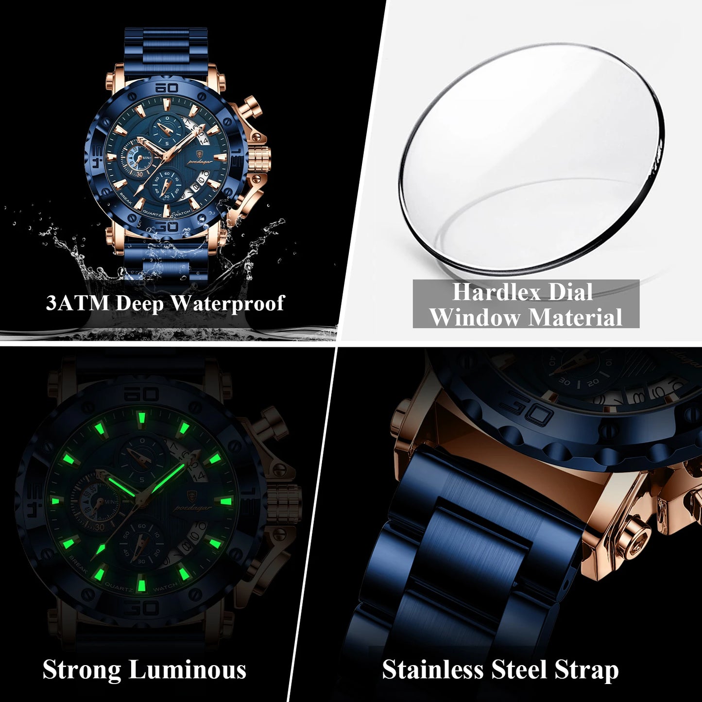 POEDAGAR  LUMINOUS MENS WATCH
