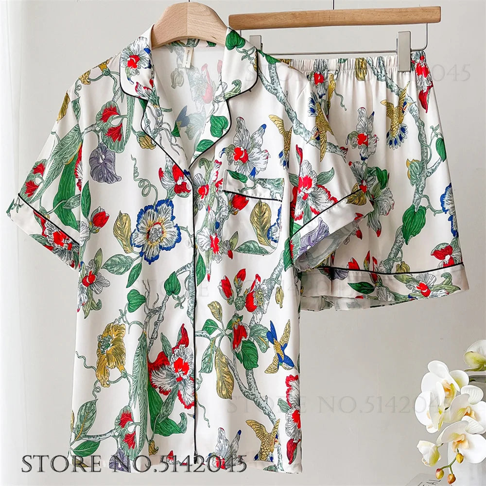 Print Flower  Pajamas Set