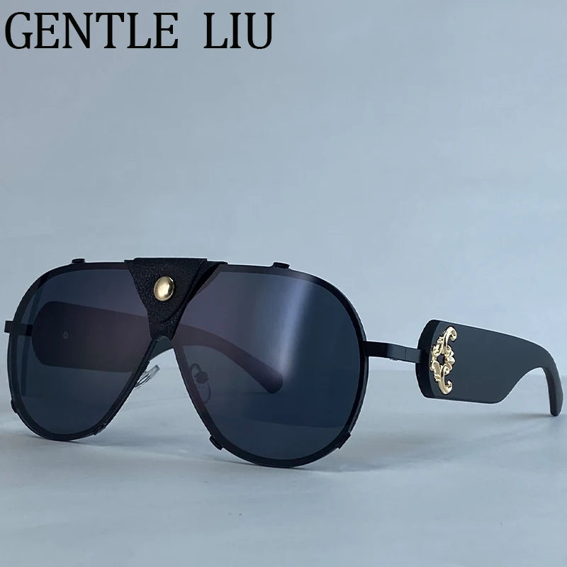Steampunk Oversized Leather Sunglasses