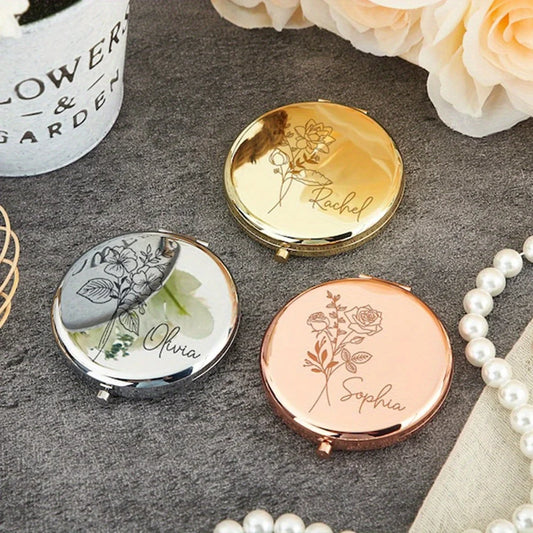 Engraved Compact pocket  Mirror