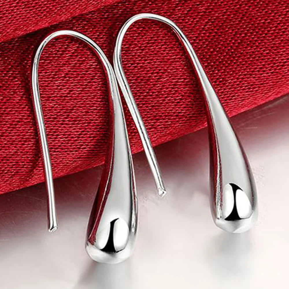 Silver Water Drop Hook Earrings