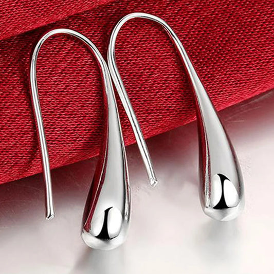 Silver Water Drop Hook Earrings