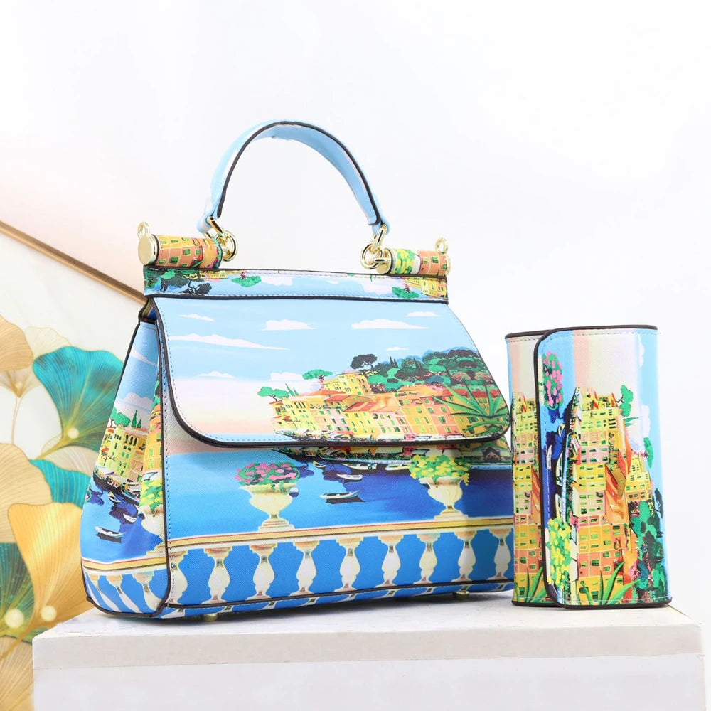 Large Suit Print Handbag