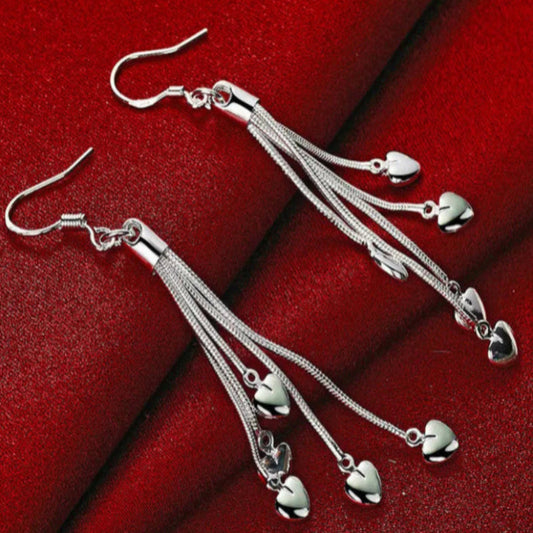 Tassel Heart Pendant Earrings