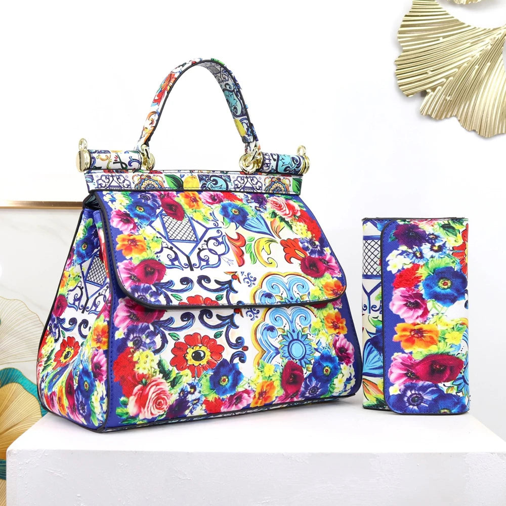 Large Suit Print Handbag