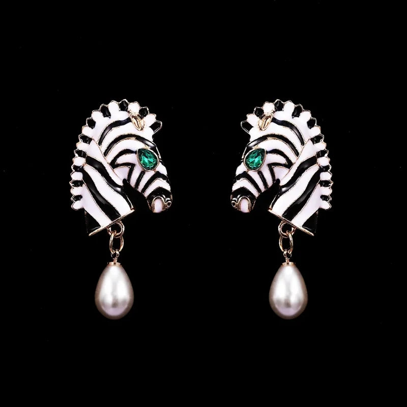 Novel Zebra Head Earrings
