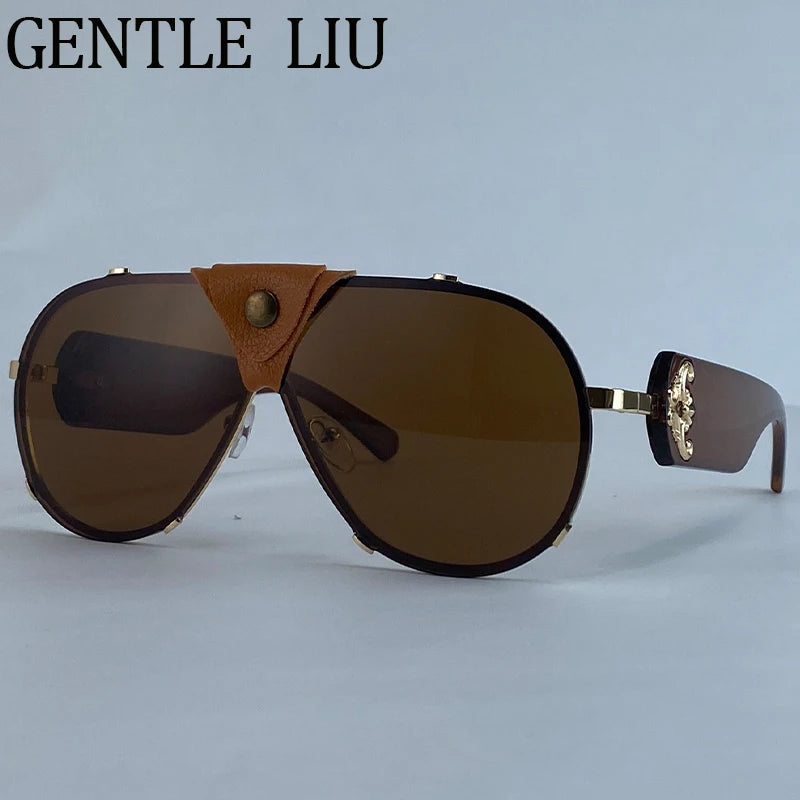 Steampunk Oversized Leather Sunglasses