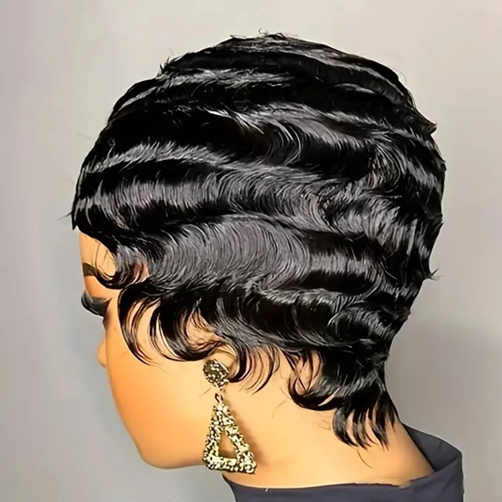 Short Finger Wave  Human Hair Wig