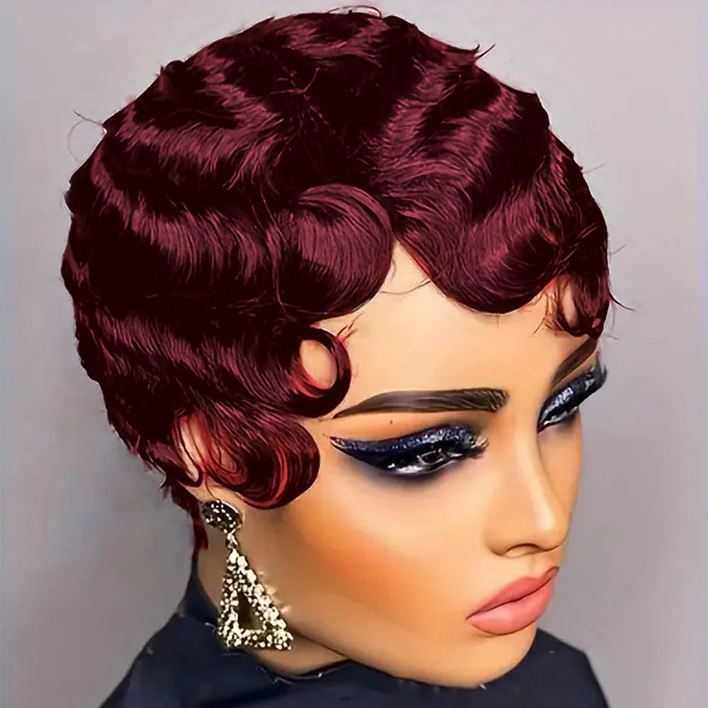 Short Finger Wave  Human Hair Wig