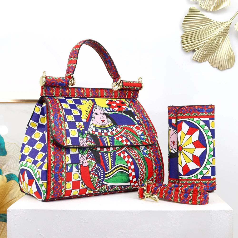 Large Suit Print Handbag