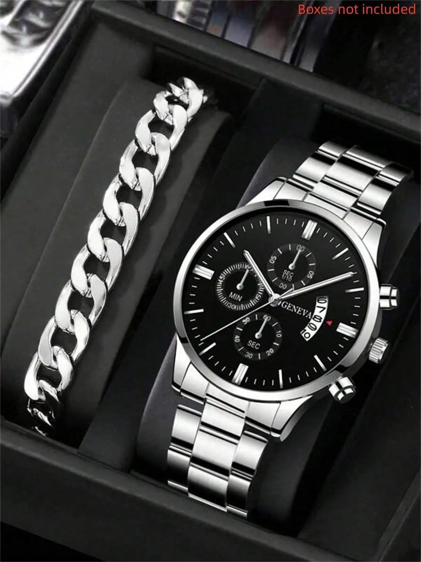 2PCS GENEVA MEN BUSINESS WATCH