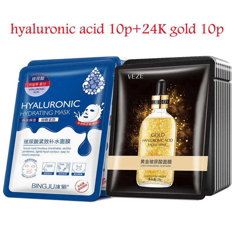 20pcs Hyaluronic Acid Collagen Face Mask