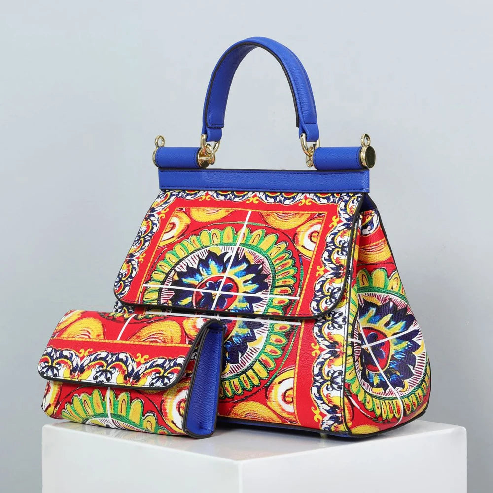 Large Suit Print Handbag