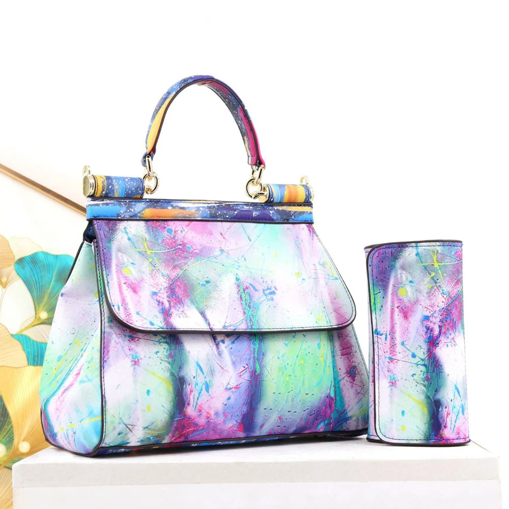 Large Suit Print Handbag