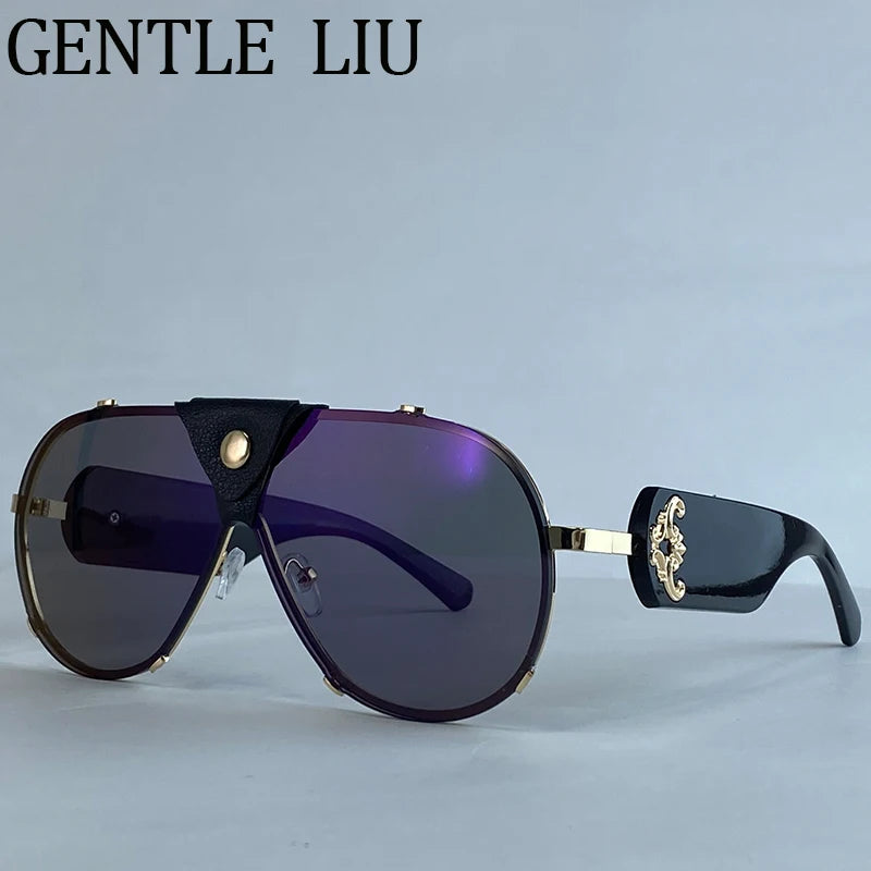 Steampunk Oversized Leather Sunglasses