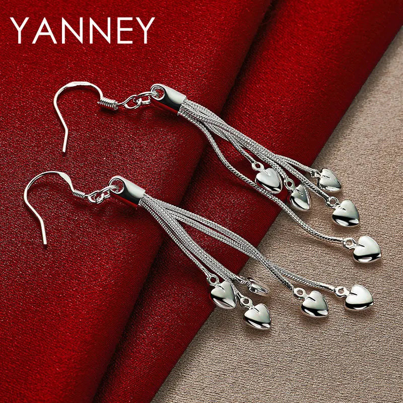 Tassel Heart Pendant Earrings