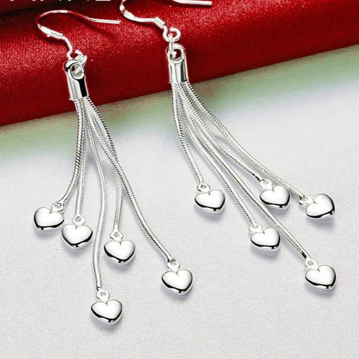 Tassel Heart Pendant Earrings