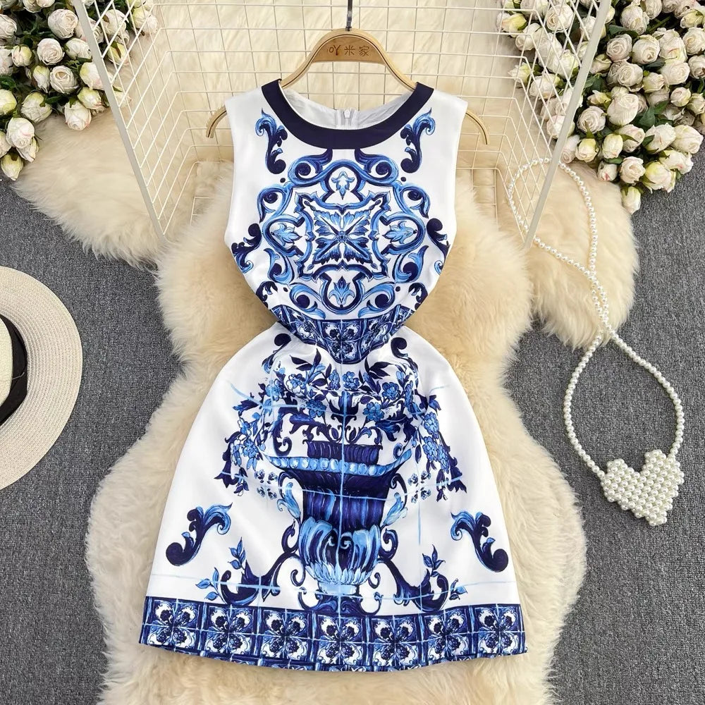 Summer Sleeveless Porcelain Dress