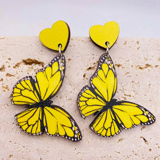 Colorful Butterfly Wood Earrings