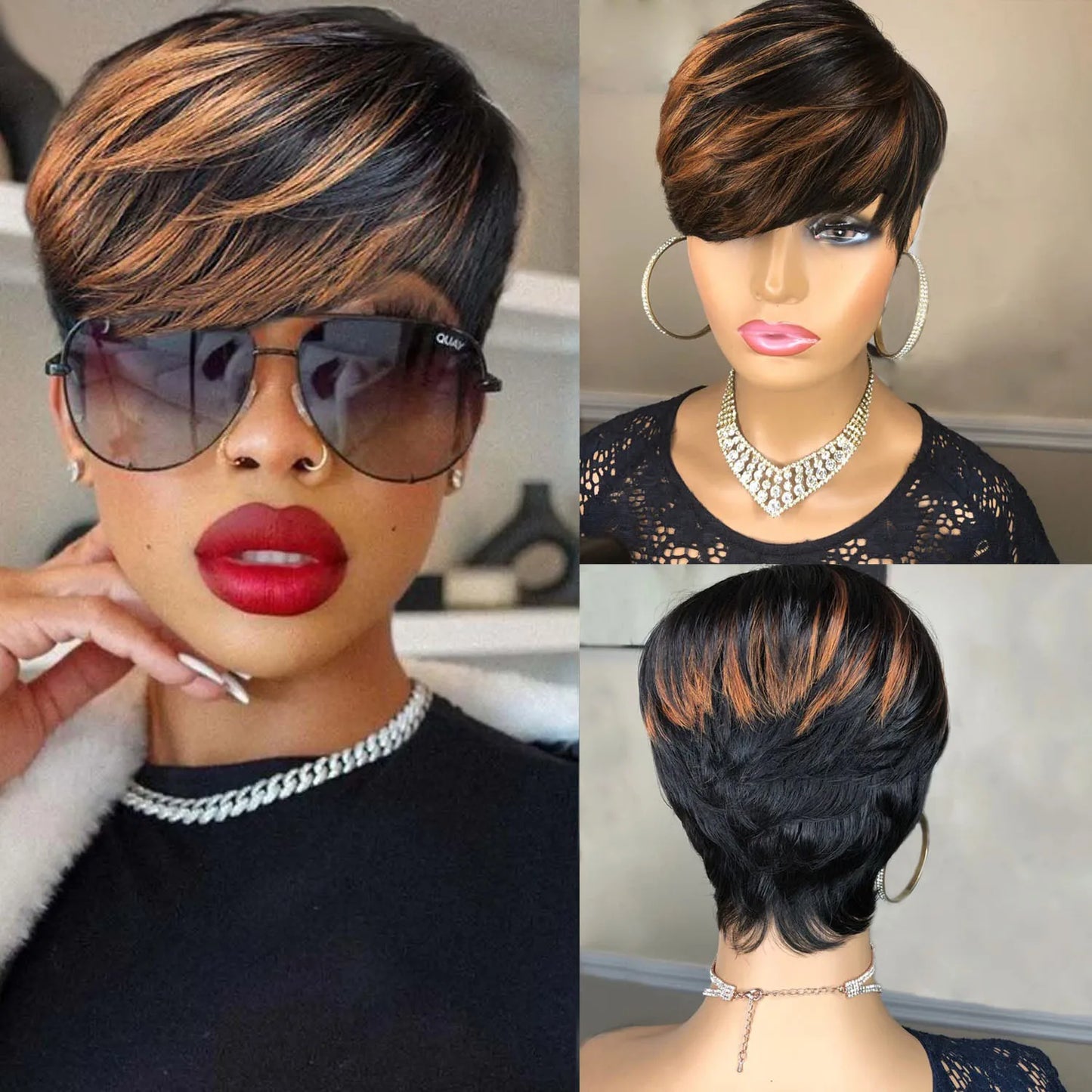 REMY Pixie Cut Human Hair Short Wig